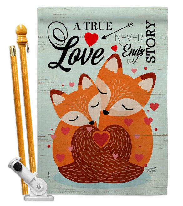 Foxes Love - Valentines Spring Vertical Impressions Decorative Flags HG137390 Made In USA - Image 5