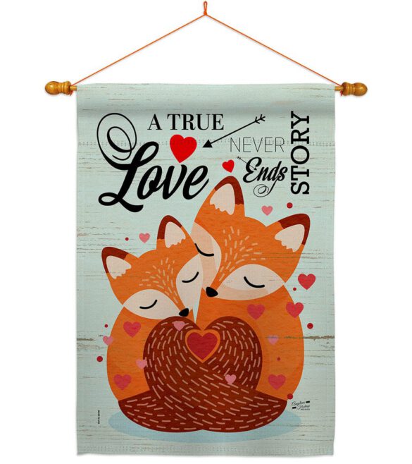 Foxes Love - Valentines Spring Vertical Impressions Decorative Flags HG137390 Made In USA - Image 10