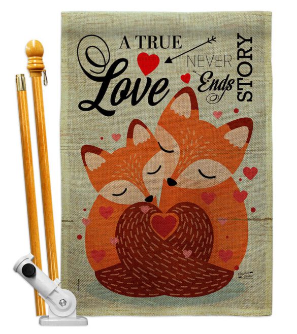Foxes Love - Valentines Spring Vertical Impressions Decorative Flags HG137390 Made In USA - Image 15