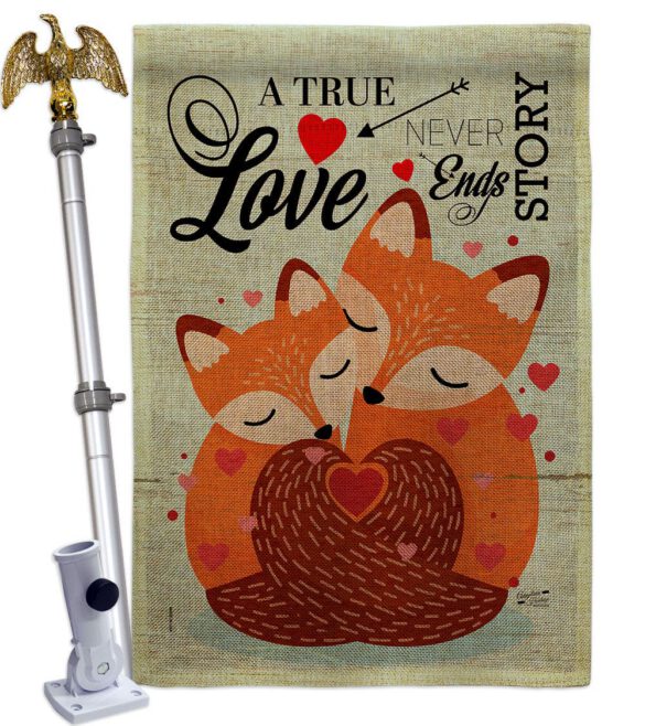 Foxes Love - Valentines Spring Vertical Impressions Decorative Flags HG137390 Made In USA - Image 19