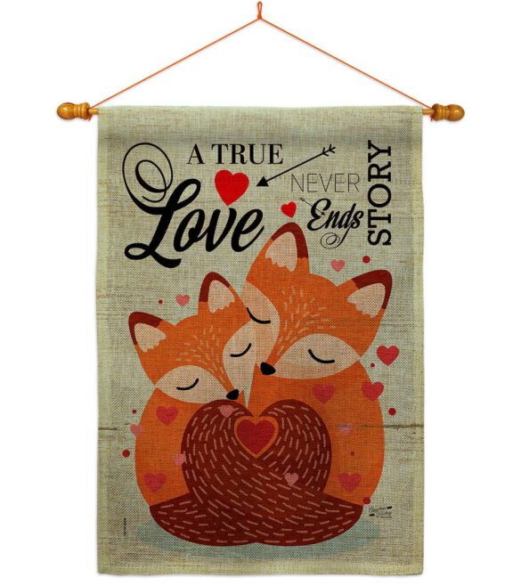 Foxes Love - Valentines Spring Vertical Impressions Decorative Flags HG137390 Made In USA - Image 20