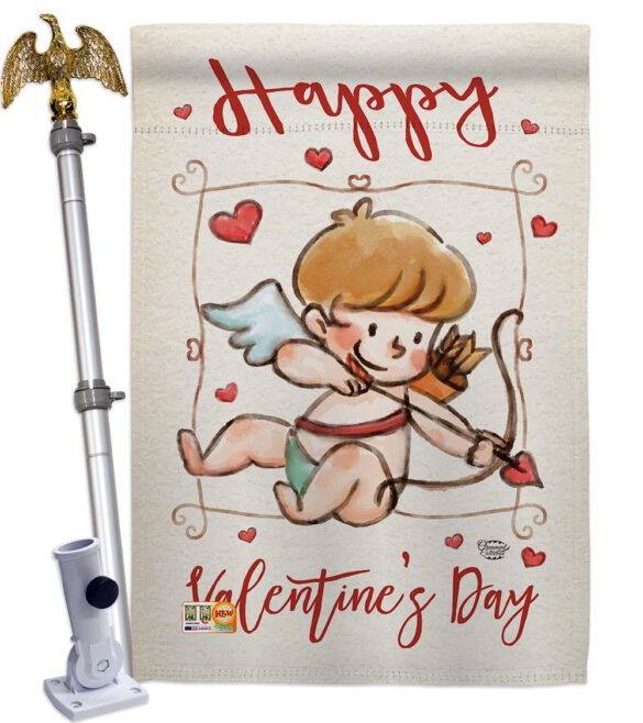 Happy Valentine's Day Cupid - Valentines Spring Vertical Impressions Decorative Flags HG191109 Made In USA - Image 13