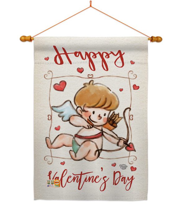 Happy Valentine's Day Cupid - Valentines Spring Vertical Impressions Decorative Flags HG191109 Made In USA - Image 14