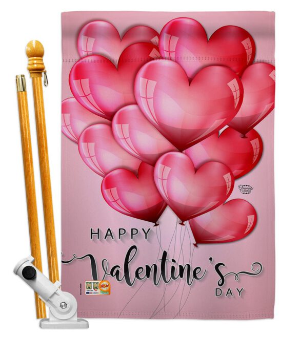Happy Love Balloons - Valentines Spring Vertical Impressions Decorative Flags HG192150 Made In USA - Image 5