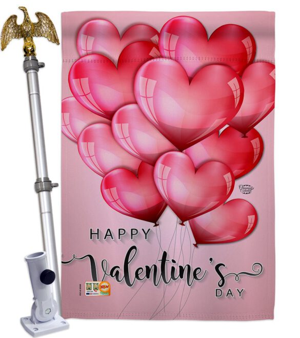 Happy Love Balloons - Valentines Spring Vertical Impressions Decorative Flags HG192150 Made In USA - Image 13