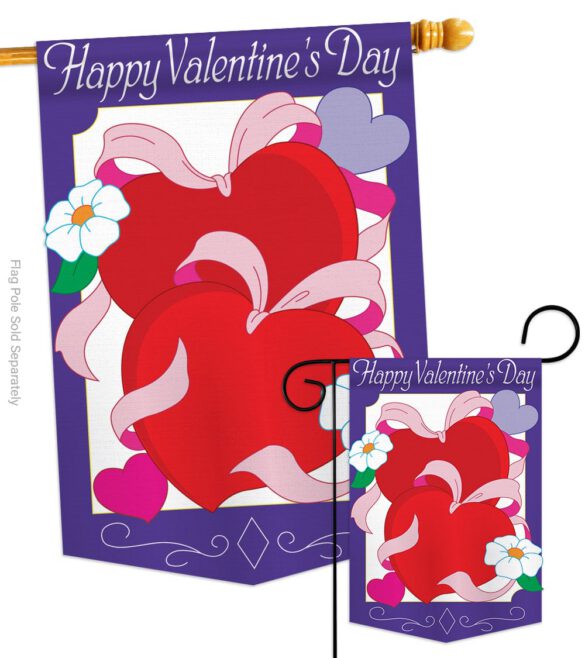 Hearts - Valentines Spring Vertical Applique Decorative Flags HG101041 - Image 3