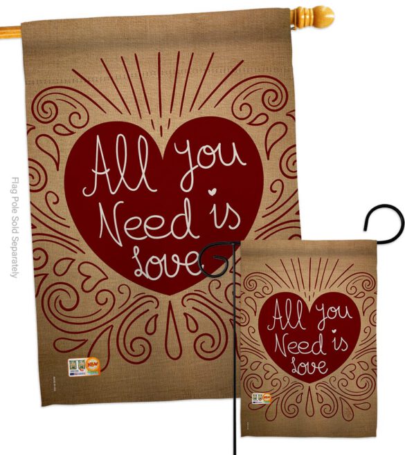 All You Need Is Love - Valentines Spring Vertical Impressions Decorative Flags HG101052 Made In USA - Image 4