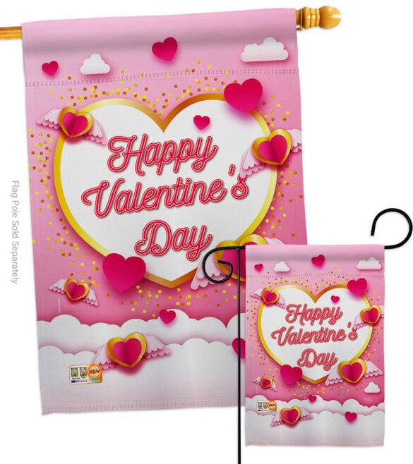 Flying Heart Valentine's - Valentines Spring Vertical Impressions Decorative Flags HG101060 Made In USA - Image 3