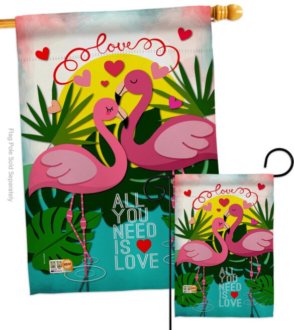Flamingo Lover - Valentines Spring Vertical Impressions Decorative Flags HG101063 Made In USA - Image 3