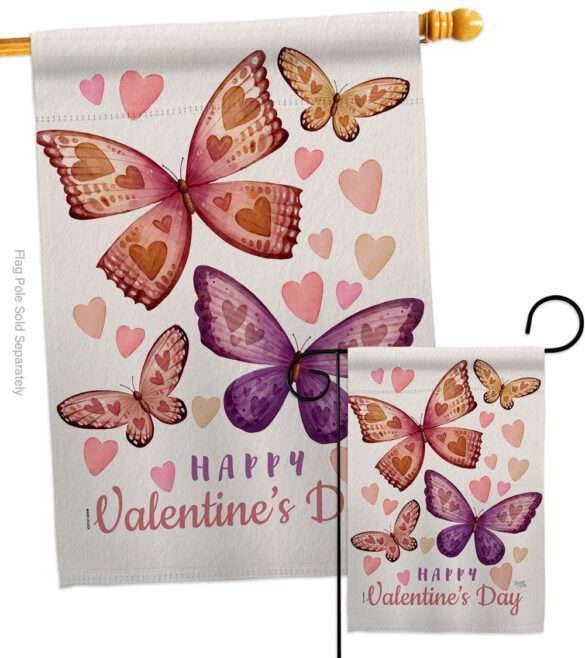 Butterflies Loves - Valentines Spring Vertical Impressions Decorative Flags HG101067 Made In USA - Image 3