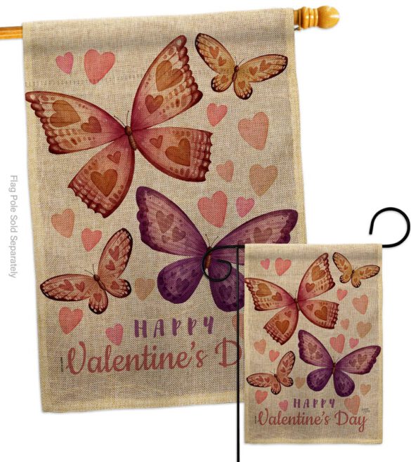 Butterflies Loves - Valentines Spring Vertical Impressions Decorative Flags HG101067 Made In USA - Image 13