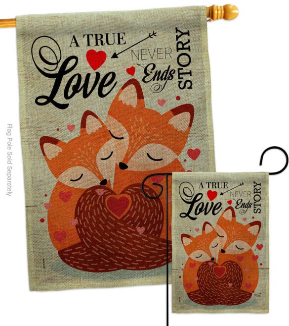 Foxes Love - Valentines Spring Vertical Impressions Decorative Flags HG137390 Made In USA - Image 13