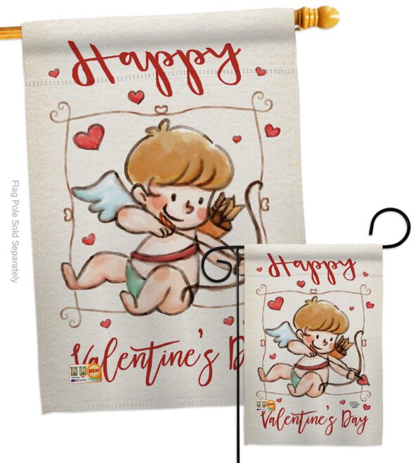 Happy Valentine's Day Cupid - Valentines Spring Vertical Impressions Decorative Flags HG191109 Made In USA - Image 3