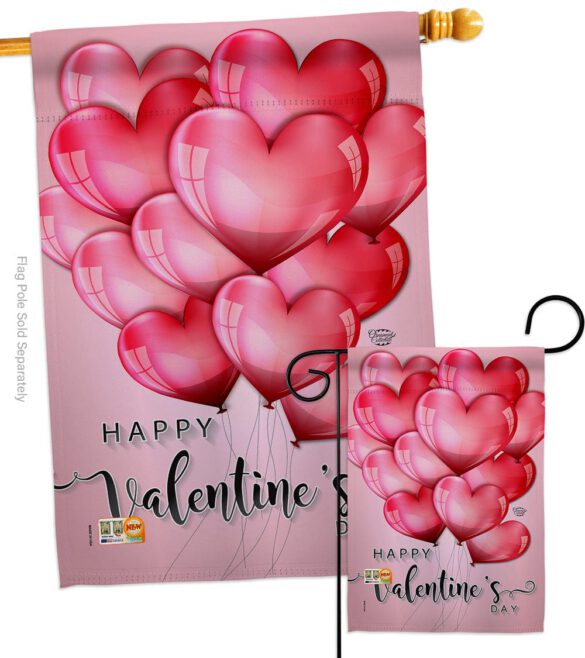 Happy Love Balloons - Valentines Spring Vertical Impressions Decorative Flags HG192150 Made In USA - Image 3