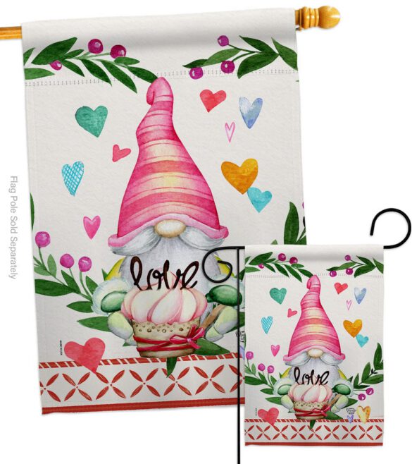 Gnome Give Love - Valentines Spring Vertical Impressions Decorative Flags HG192407 Made In USA - Image 3