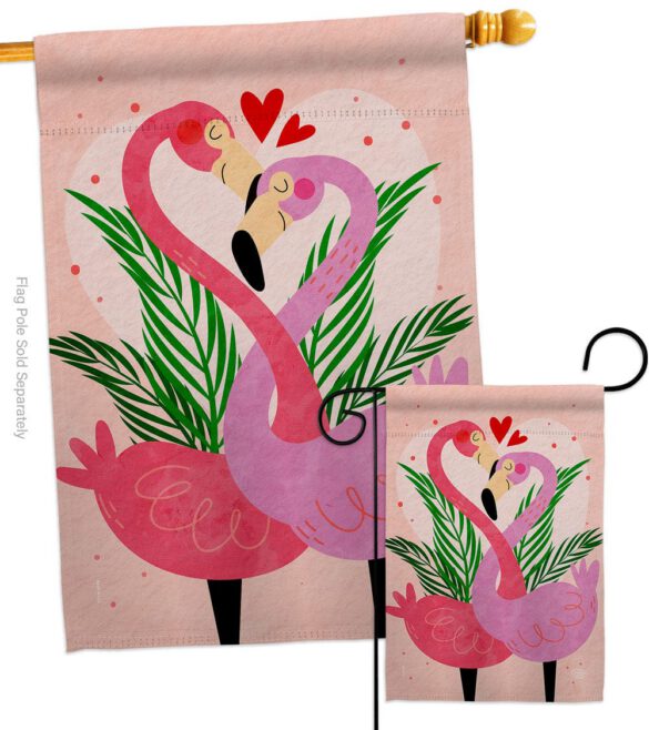 Flamingo Love - Valentines Spring Vertical Impressions Decorative Flags HG192540 Made In USA - Image 3