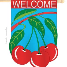 Cherries - Vegetable Food Vertical Applique Decorative Flags HG117012