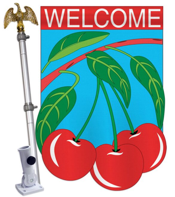 Cherries - Vegetable Food Vertical Applique Decorative Flags HG117012 - Image 3