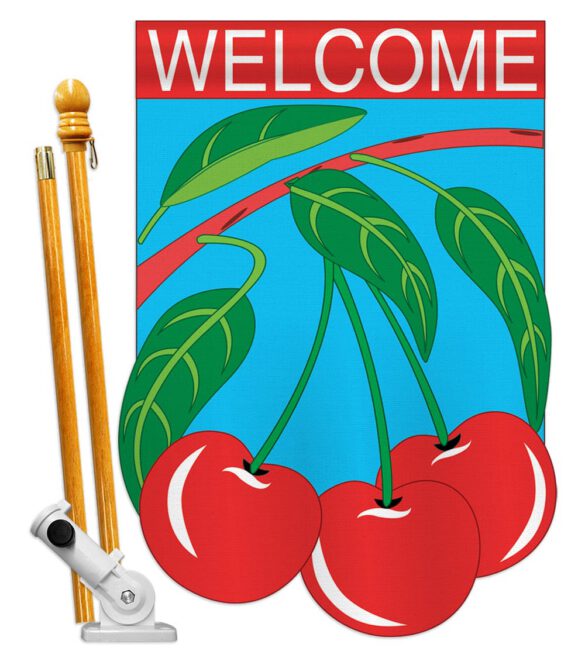 Cherries - Vegetable Food Vertical Applique Decorative Flags HG117012 - Image 2