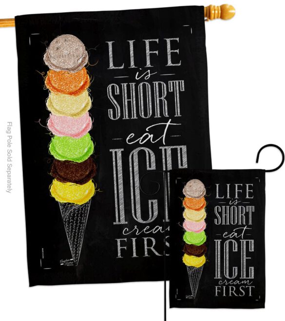 Eat Ice Cream First - Vegetable Food Vertical Impressions Decorative Flags HG137279 Made In USA - Image 3