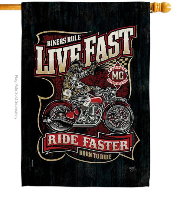 Bikers Rule - Vehicle Interests Vertical Impressions Decorative Flags HG115258 Made In USA - Image 2