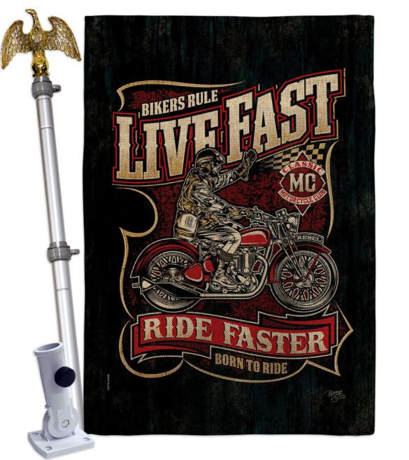Bikers Rule - Vehicle Interests Vertical Impressions Decorative Flags HG115258 Made In USA - Image 19