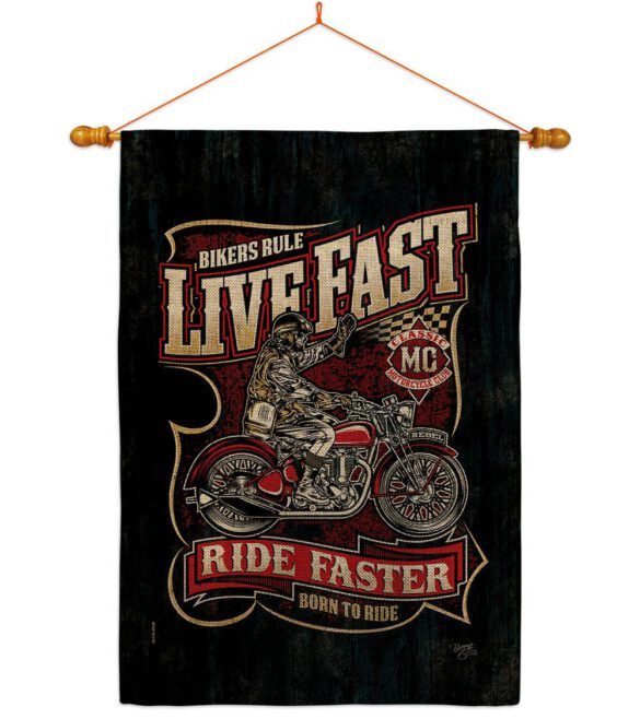 Bikers Rule - Vehicle Interests Vertical Impressions Decorative Flags HG115258 Made In USA - Image 20