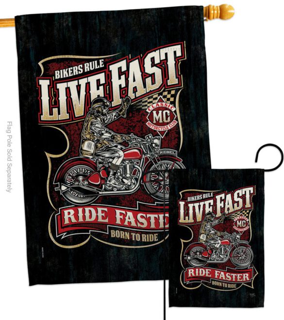 Bikers Rule - Vehicle Interests Vertical Impressions Decorative Flags HG115258 Made In USA - Image 3