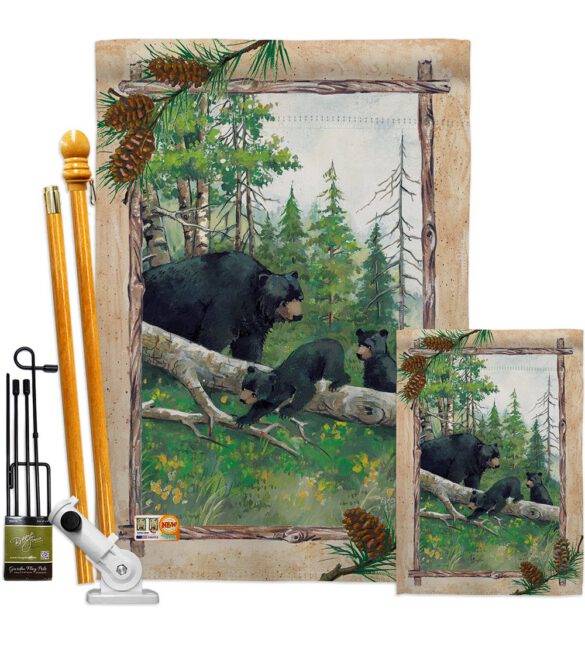 Black Bear & Cubs - Wildlife Nature Vertical Impressions Decorative Flags HG110043 Made In USA - Image 6