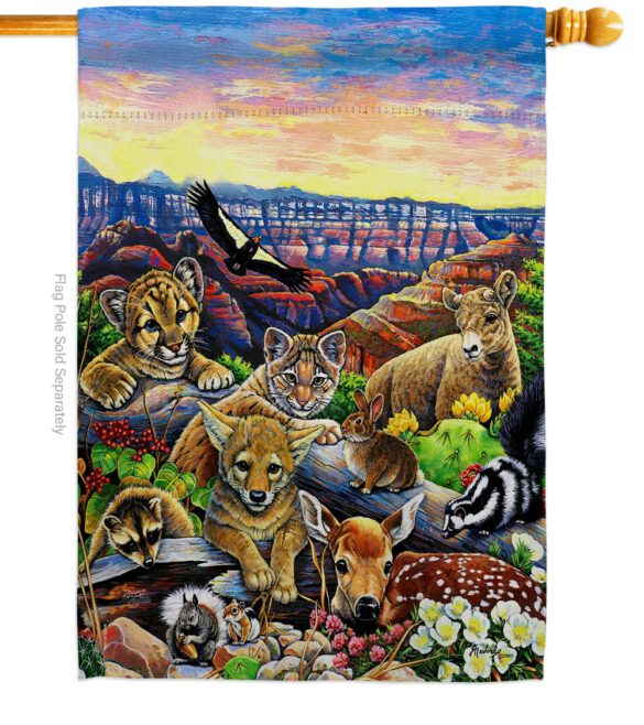 Canyon Friends - Wildlife Nature Vertical Impressions Decorative Flags HG110064 Made In USA - Image 2