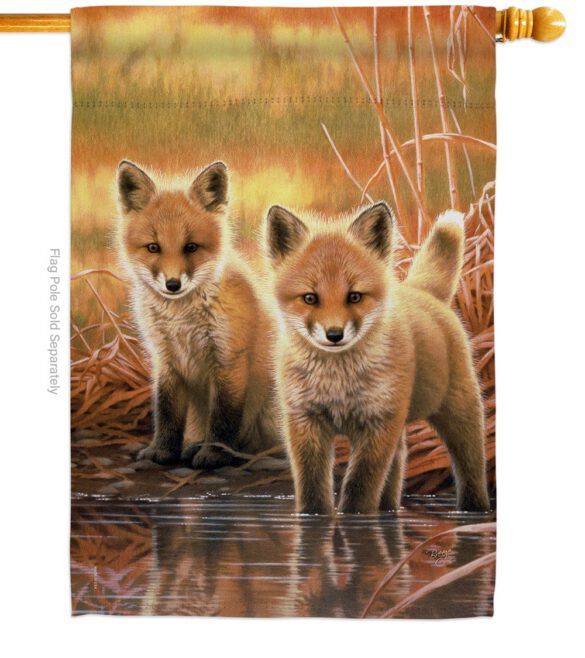 Foxes - Wildlife Nature Vertical Impressions Decorative Flags HG110086 Made In USA - Image 2