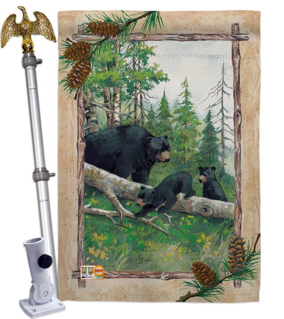 Black Bear & Cubs - Wildlife Nature Vertical Impressions Decorative Flags HG110043 Made In USA - Image 13