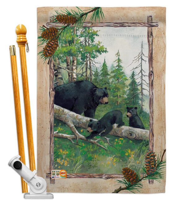 Black Bear & Cubs - Wildlife Nature Vertical Impressions Decorative Flags HG110043 Made In USA - Image 5