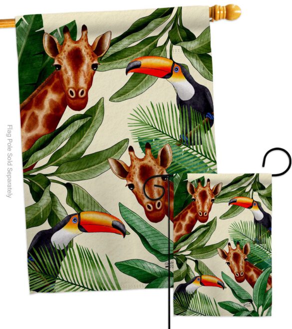 Giraffe & Toucan - Wildlife Nature Vertical Impressions Decorative Flags HG137579 Made In USA - Image 3