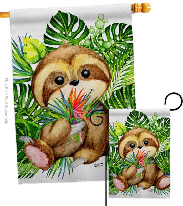 Baby Sloth - Wildlife Nature Vertical Impressions Decorative Flags HG137599 Made In USA - Image 4