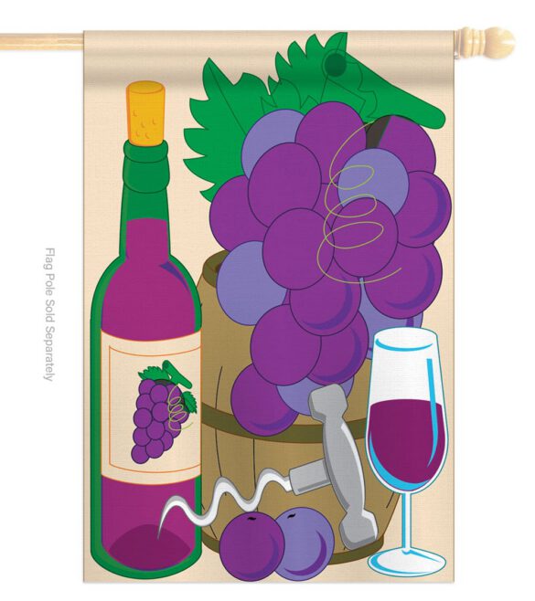 Grape - Wine Happy Hour & Drinks Vertical Applique Decorative Flags HG117010 - Image 2