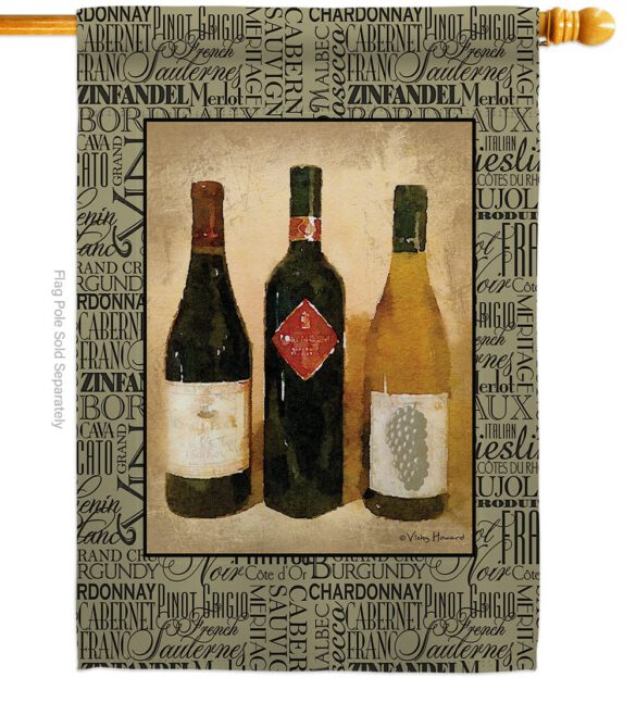 3 Wine Bottles - Wine Happy Hour & Drinks Vertical Impressions Decorative Flags HG117043 Made In USA - Image 3