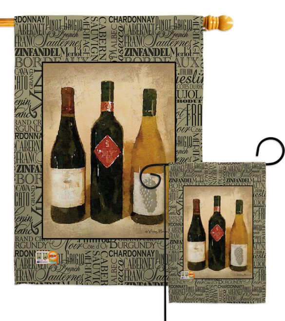 3 Wine Bottles - Wine Happy Hour & Drinks Vertical Impressions Decorative Flags HG117043 Made In USA