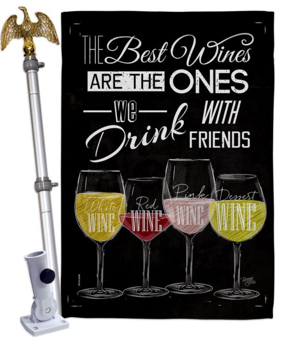 Best Wine with Friends - Wine Happy Hour & Drinks Vertical Impressions Decorative Flags HG117072 Made In USA - Image 9