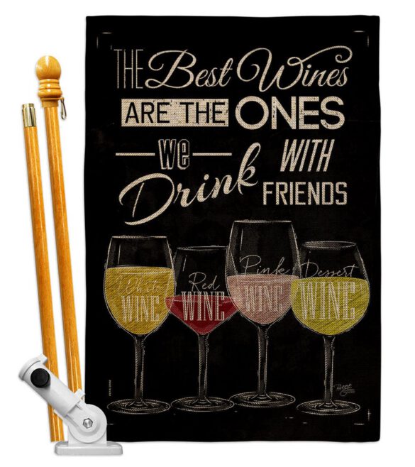 Best Wine with Friends - Wine Happy Hour & Drinks Vertical Impressions Decorative Flags HG117072 Made In USA - Image 15