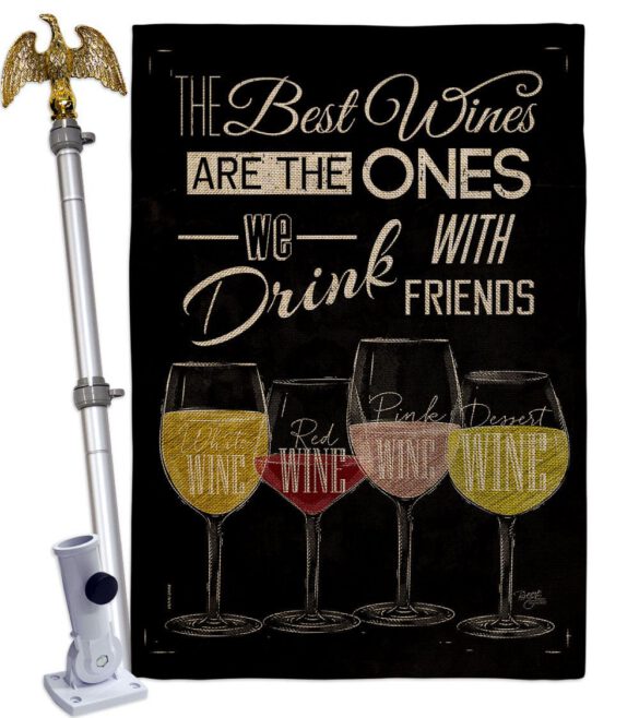 Best Wine with Friends - Wine Happy Hour & Drinks Vertical Impressions Decorative Flags HG117072 Made In USA - Image 19