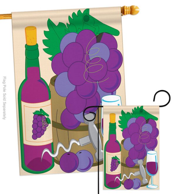Grape - Wine Happy Hour & Drinks Vertical Applique Decorative Flags HG117010 - Image 3