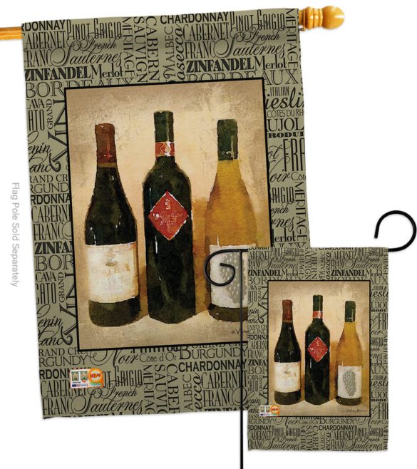 3 Wine Bottles - Wine Happy Hour & Drinks Vertical Impressions Decorative Flags HG117043 Made In USA - Image 4