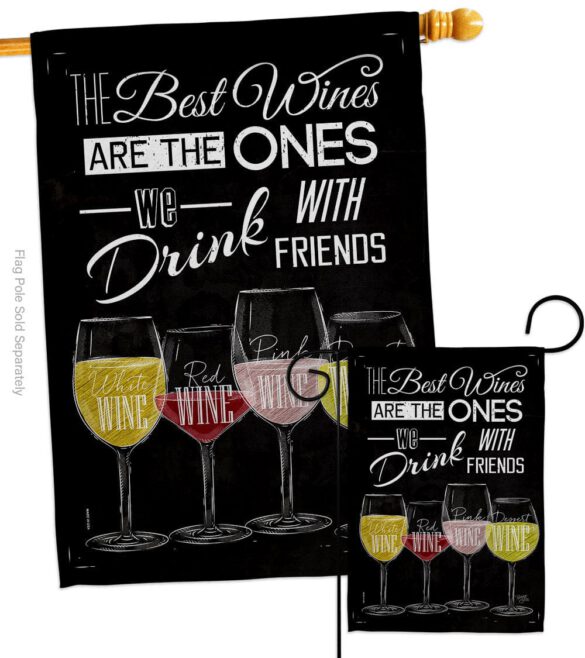 Best Wine with Friends - Wine Happy Hour & Drinks Vertical Impressions Decorative Flags HG117072 Made In USA - Image 3
