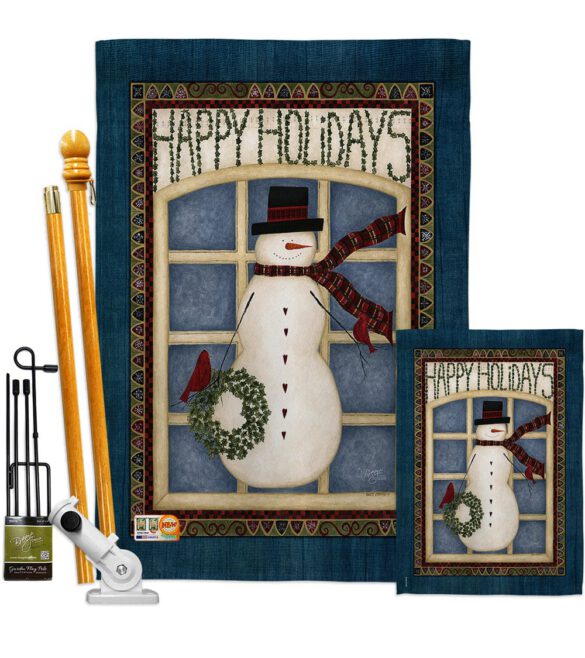 Happy Holidays Snowman - Winter Wonderland Winter Vertical Impressions Decorative Flags HG114164 Made In USA - Image 6