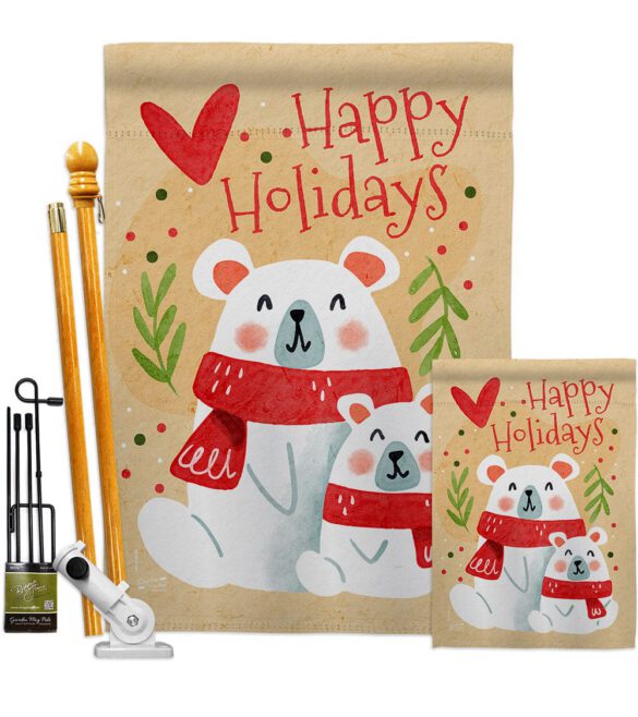 Beary Happy Holiday - Winter Wonderland Winter Vertical Impressions Decorative Flags HG137612 Made In USA - Image 6