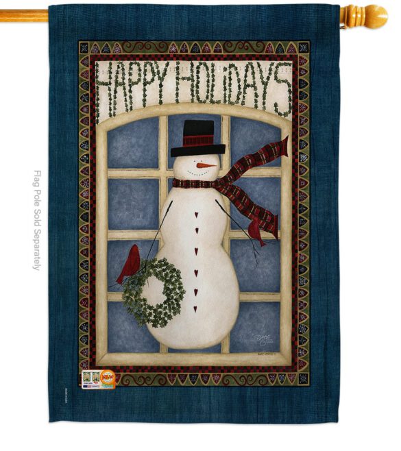 Happy Holidays Snowman - Winter Wonderland Winter Vertical Impressions Decorative Flags HG114164 Made In USA - Image 2