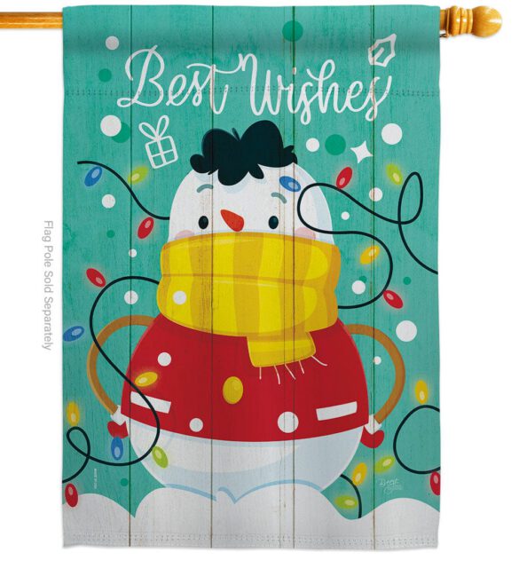 Best Wish Snowman - Winter Wonderland Winter Vertical Impressions Decorative Flags HG114255 Made In USA - Image 2