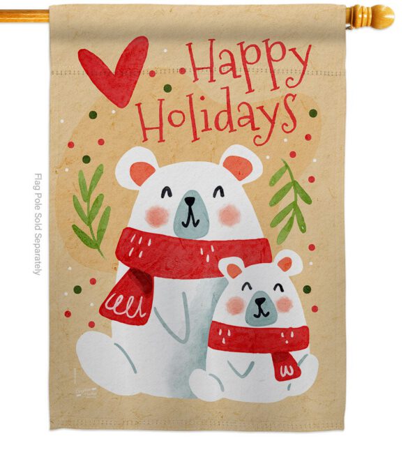 Beary Happy Holiday - Winter Wonderland Winter Vertical Impressions Decorative Flags HG137612 Made In USA - Image 2