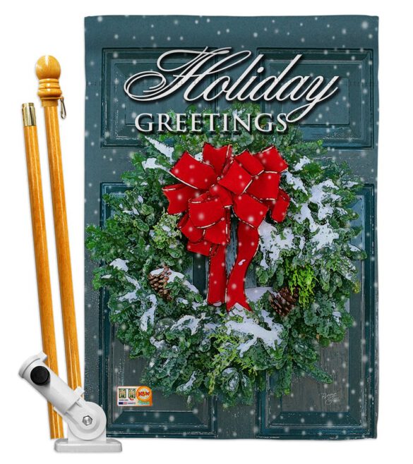 Holiday Greeting Wreath - Winter Wonderland Winter Vertical Impressions Decorative Flags HG114138 Made In USA - Image 5